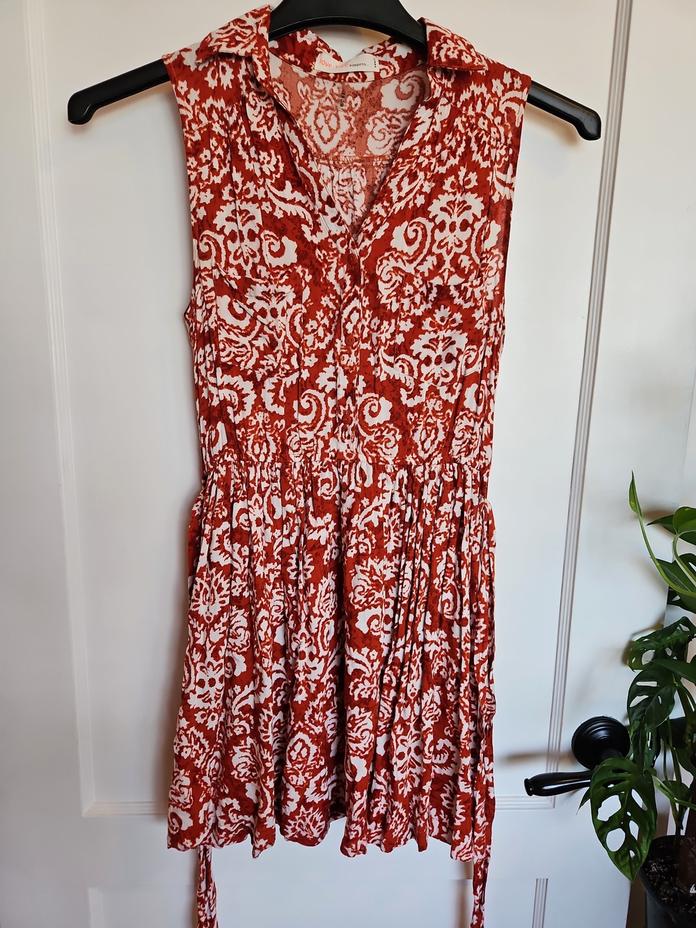 Love Tree Rust & White Paisley Print Mini Dress